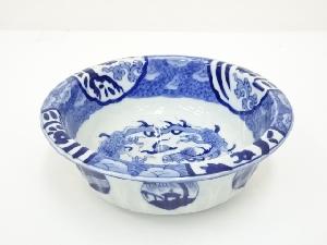 明治期　伊万里焼　染付龍文鉢